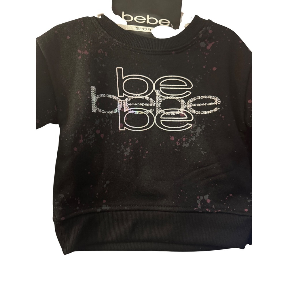 Bebe Sport Kids 2T Black Iridescent 3 Piece Set Sweatshirt Tank Leggings - Picture 7 of 7